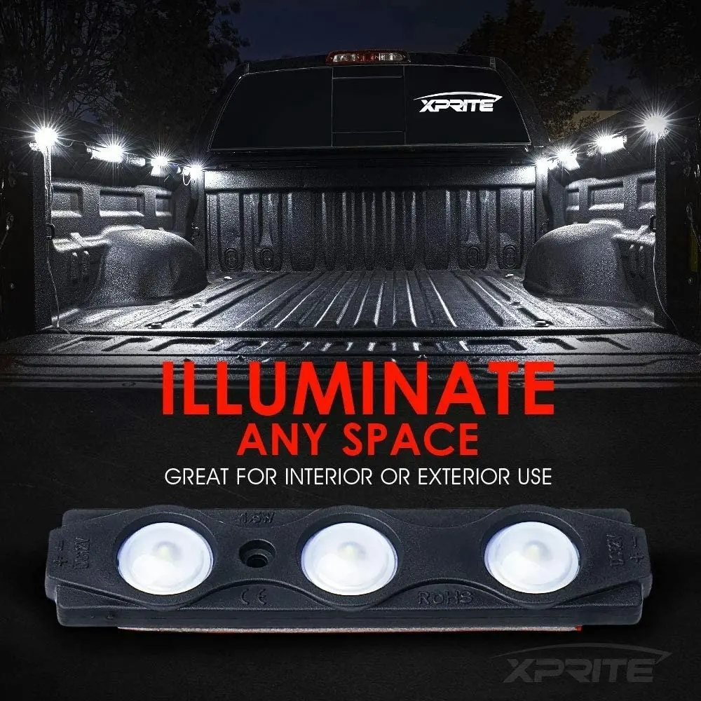 Xprite Led Rock Light for Bed Truck 24 LEDs Cargo Truck Pickup Bed Off Road Under Car Foot Wells Rail Lights Side Marker LED Rock Lighting Kit w/Switc