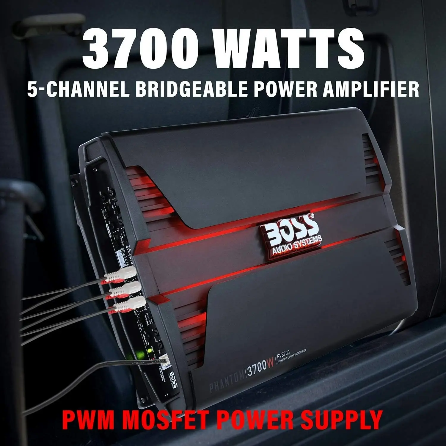 Boss Audio Systems PV3700 5 Channel Car Amplifier - 3700 Watts, Full Range, Class A-B, 2-4 Ohm Stable, Mosfet Power Supply, Bridgeable, Remote