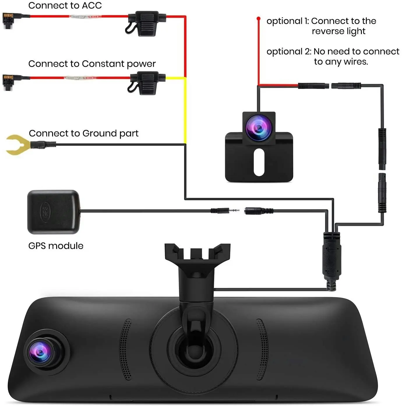 AUTO-VOX V5PRO OEM Look Rear View Mirror Camera with Neat Wiring, Anti-Glare Mirror Dash Cam , 9.35'' Full Laminated Ultrathin Touch Screen , Dual 108