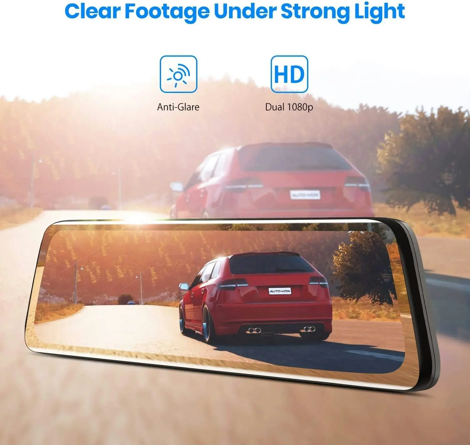 AUTO-VOX V5PRO OEM Look Rear View Mirror Camera with Neat Wiring, Anti-Glare Mirror Dash Cam , 9.35'' Full Laminated Ultrathin Touch Screen , Dual 108