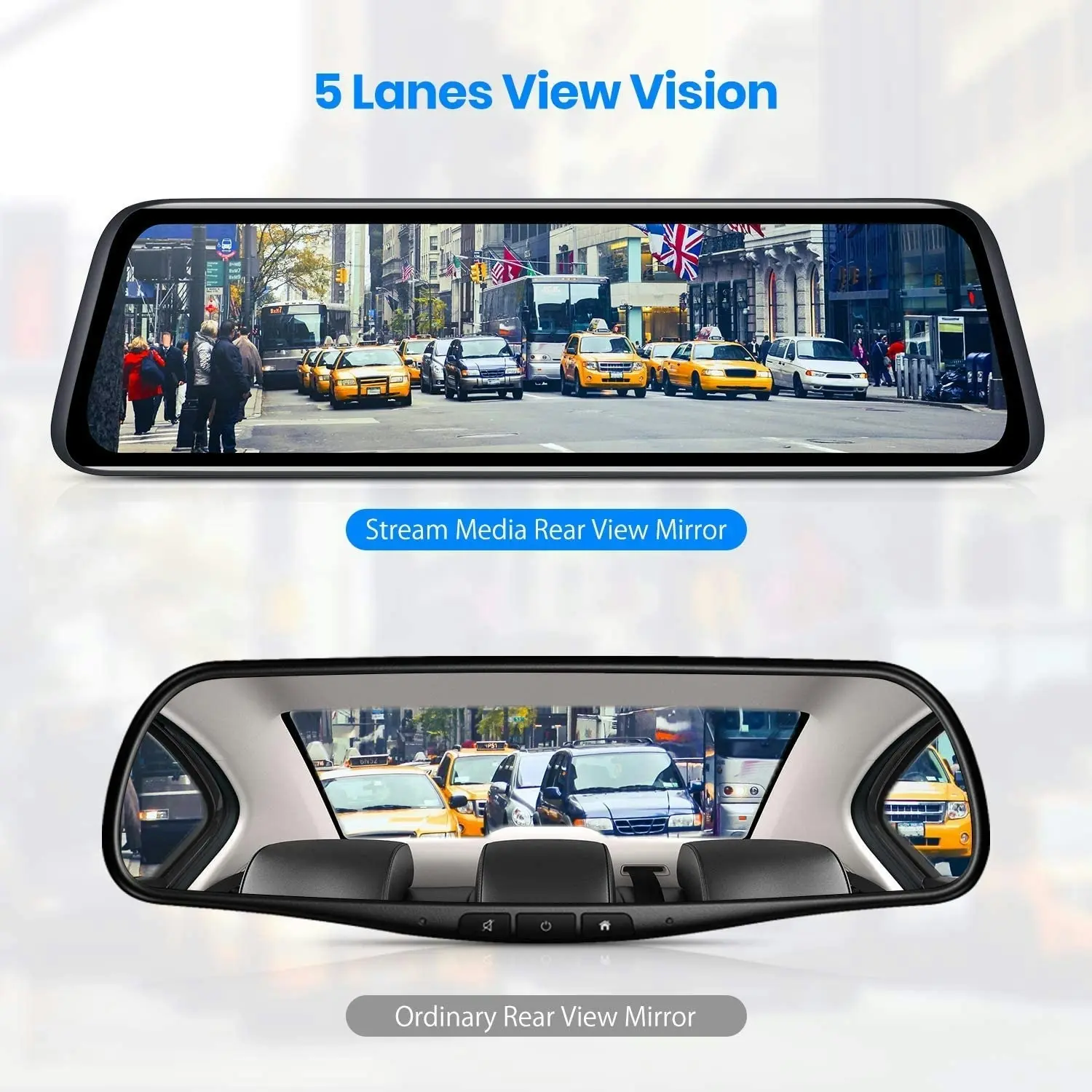 AUTO-VOX V5PRO OEM Look Rear View Mirror Camera with Neat Wiring, Anti-Glare Mirror Dash Cam , 9.35'' Full Laminated Ultrathin Touch Screen , Dual 108