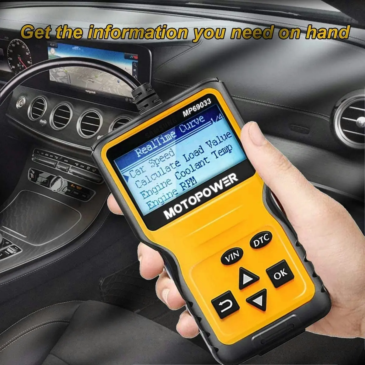 MOTOPOWER MP69033 Car OBD2 Scanner Code Reader Engine Fault Code Reader Scanner CAN Diagnostic Scan Tool for All OBD II Protocol Cars Since 1996, Yell