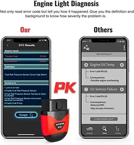 Autophix 3210 Bluetooth OBD2 Scanner Enhanced Universal Car Diagnostic Scanner for iPhone, iPad & Android, Fault Code Reader Plus Battery Tester Exclu