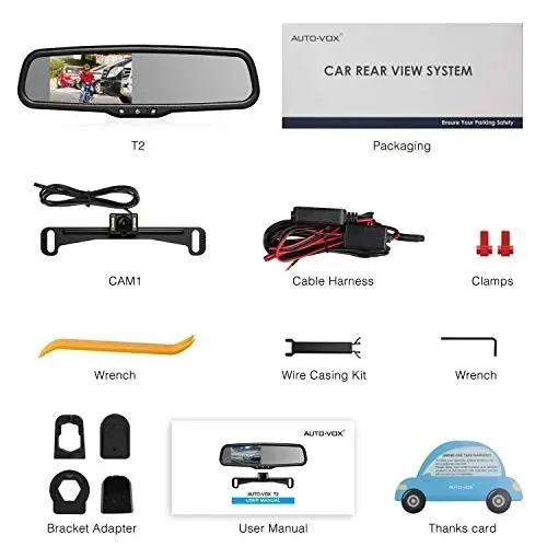 AUTO-VOX T2 Backup Camera for Car/Trucks,OEM Look Rear View Mirror Camera Monitor with IP68 Waterproof Back Up Camera,Super Night Vision for Vehicle Reversing