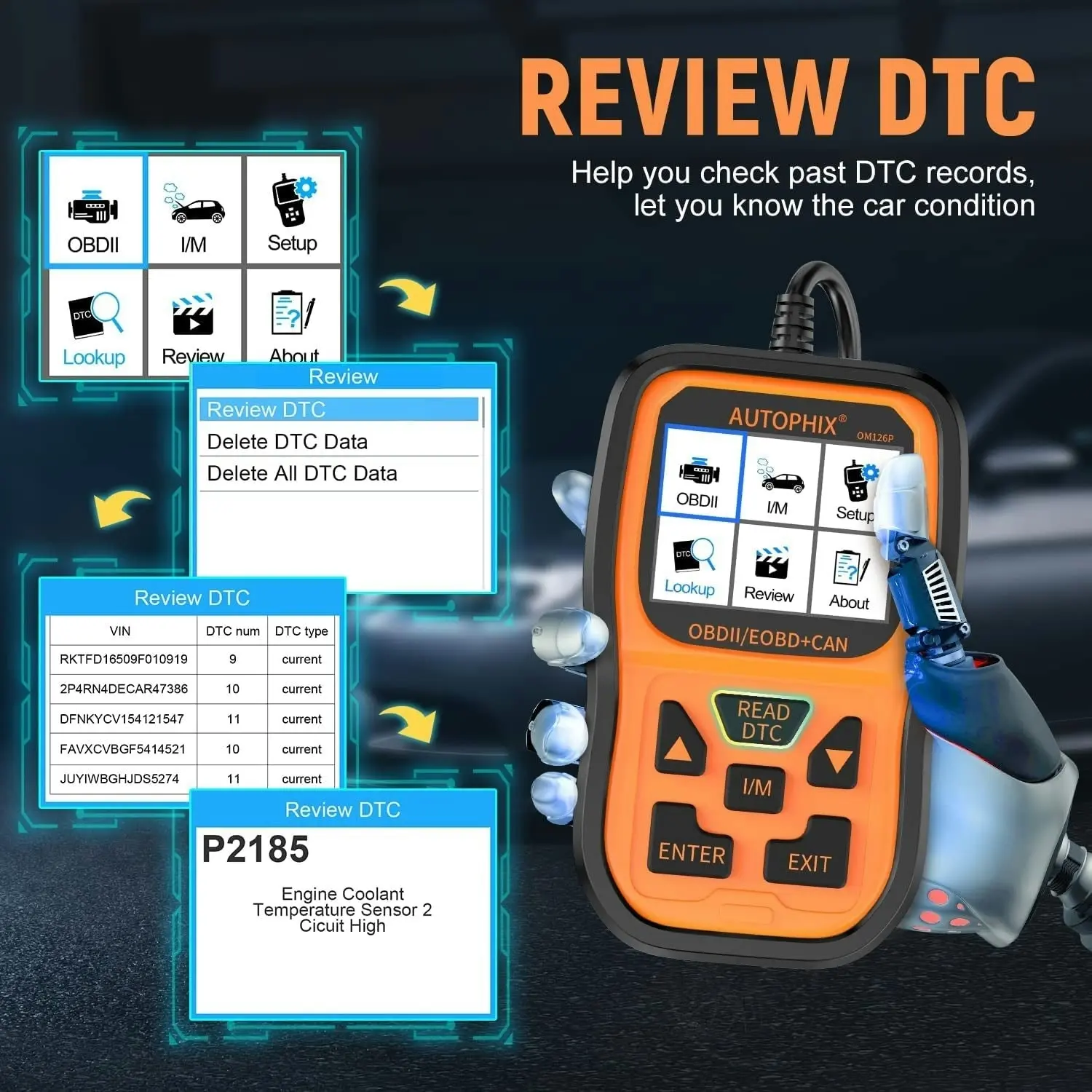 Autophix OBD2 Scanner Enhanced OM126P Vehicle Code Reader Auto Diagnostic Check Engine Light for All OBDII Car after 1996[Upgrade Version]