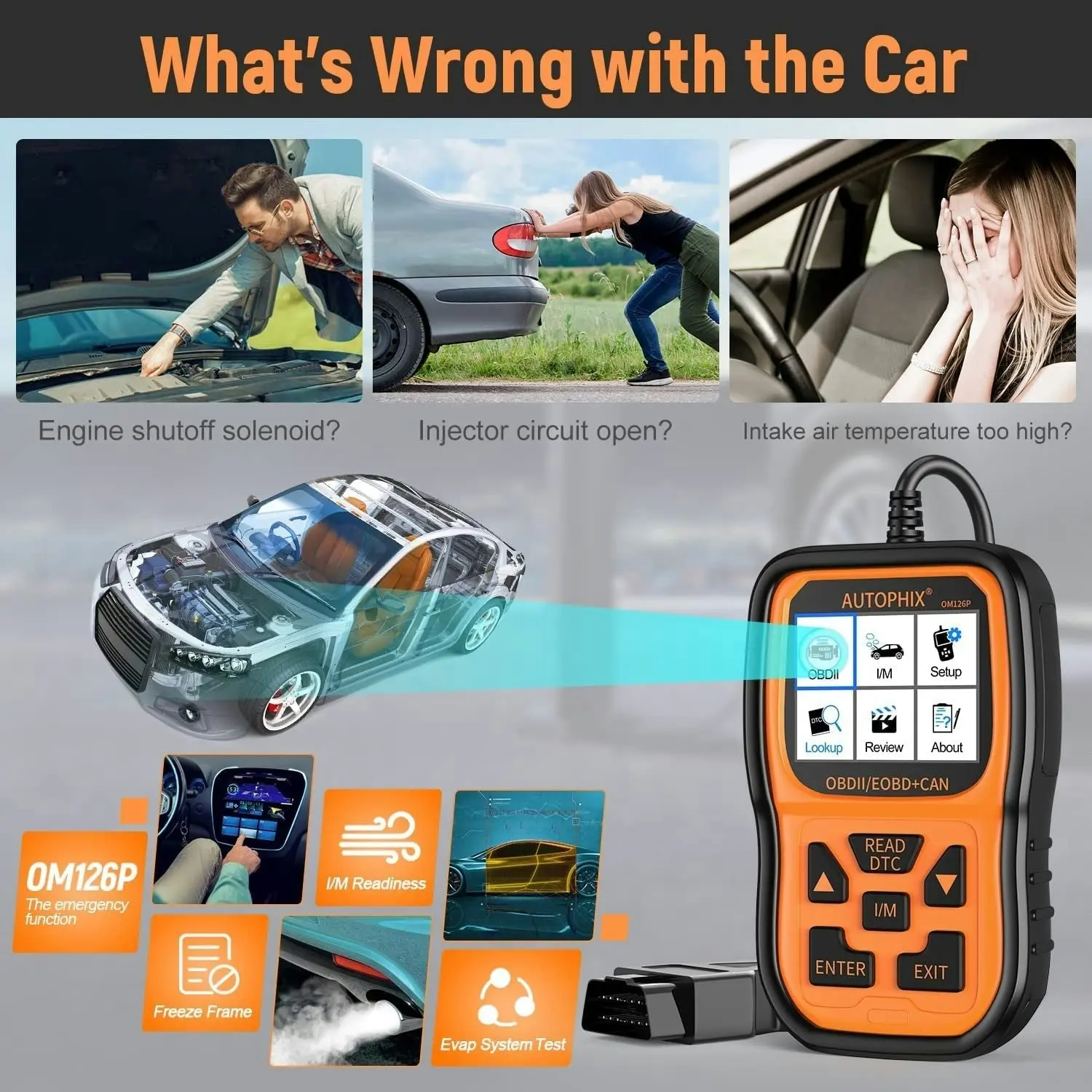 Autophix OBD2 Scanner Enhanced OM126P Vehicle Code Reader Auto Diagnostic Check Engine Light for All OBDII Car after 1996[Upgrade Version]