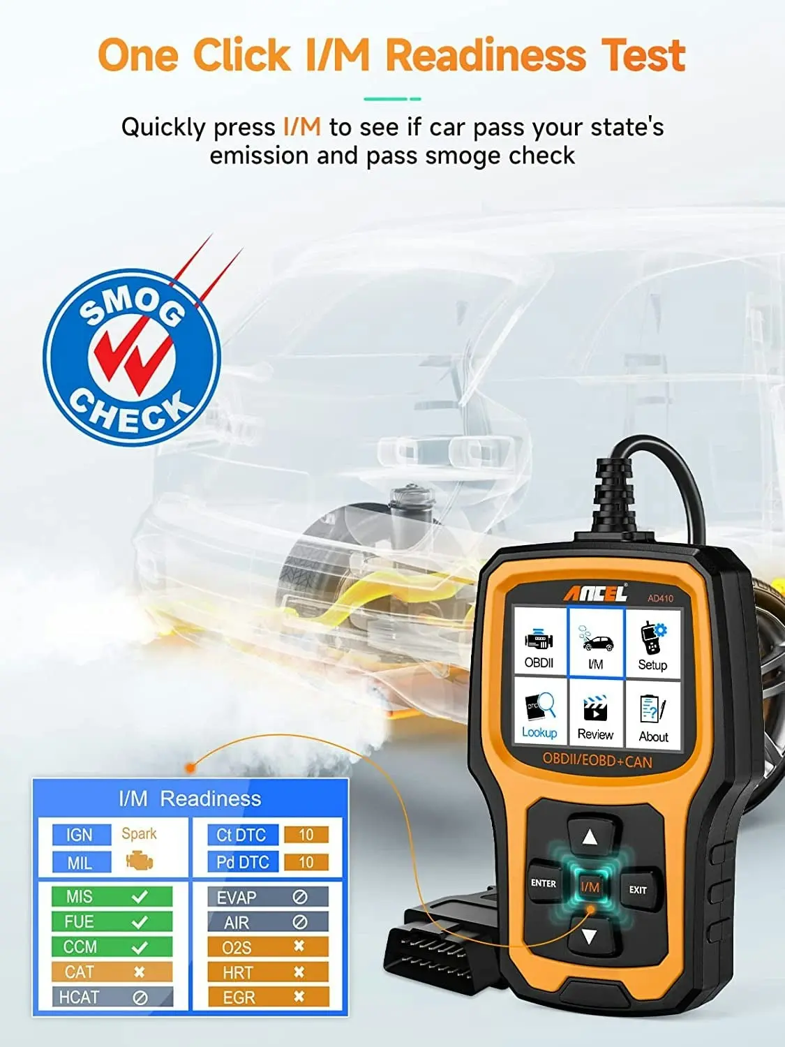 ANCEL AD410 Enhanced OBD II Vehicle Code Reader Automotive OBD2 Scanner Auto Check Engine Light Scan Tool Emission Analyzer