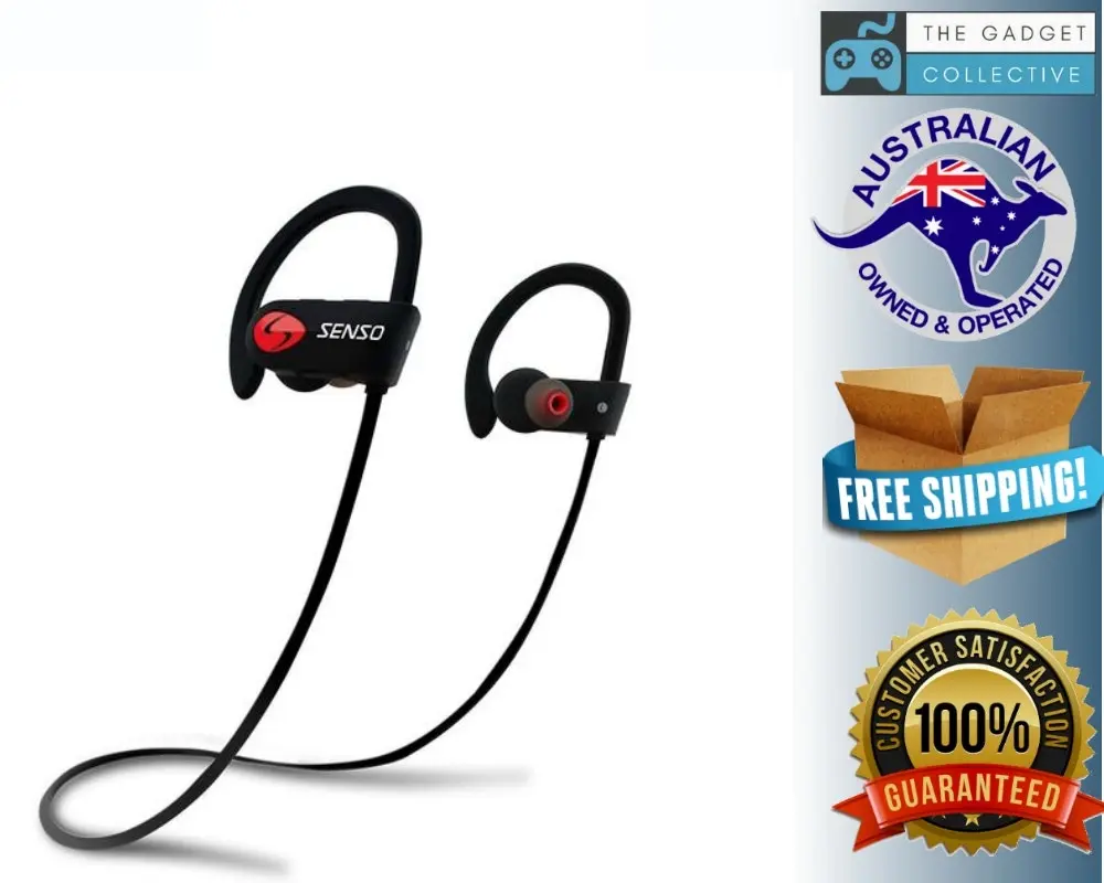 Senso Bluetooth Headphones, Best Wireless Sports Earphones w/ Mic IPX7 Waterproof HD Stereo Sweatproof Earbuds for Gym Running