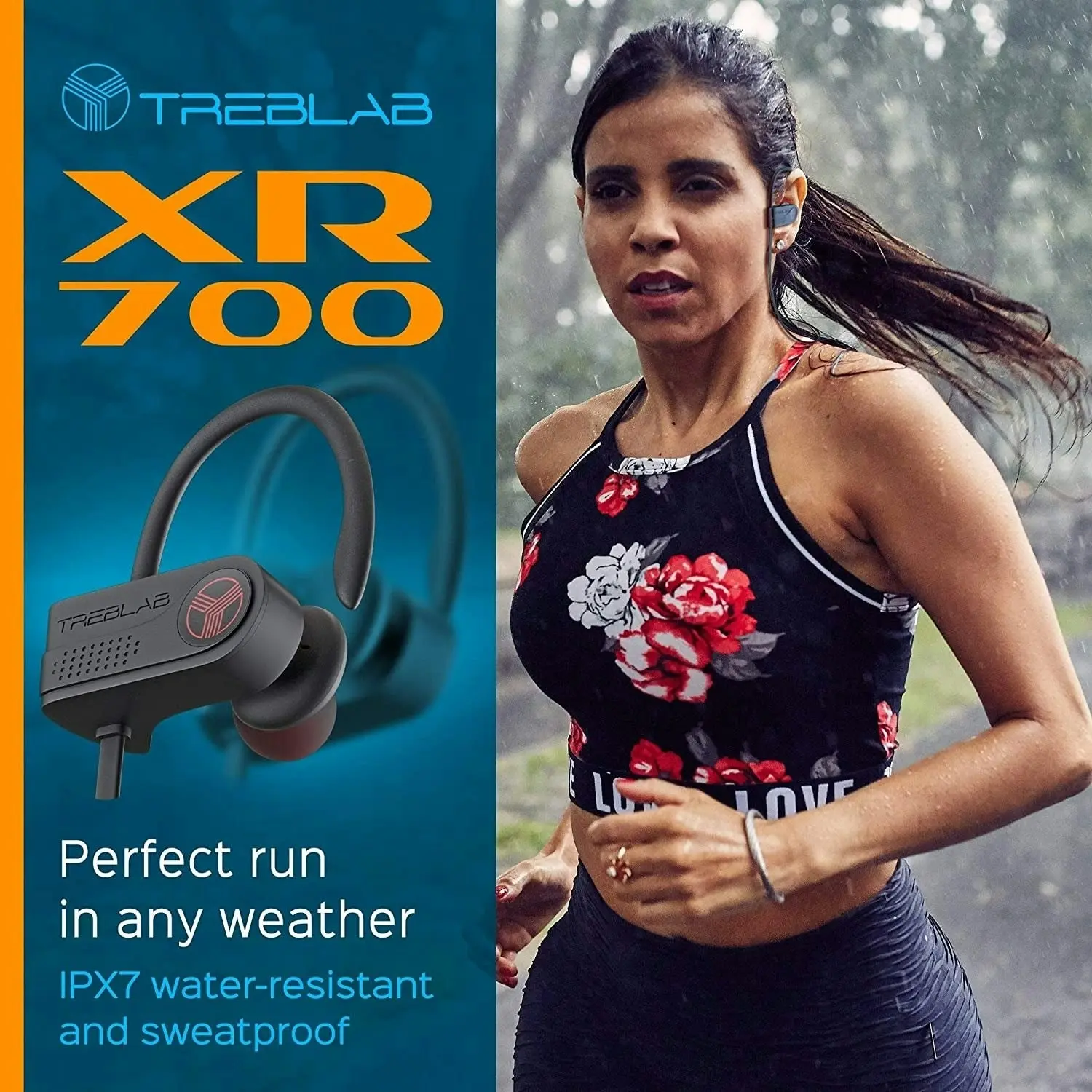 TREBLAB XR700 - Wireless Running Earbuds - Top Sports Headphones, Custom Adjustable Earhooks, Bluetooth 5.0 IPX7 Waterproof,Rugged Workout Earphones,