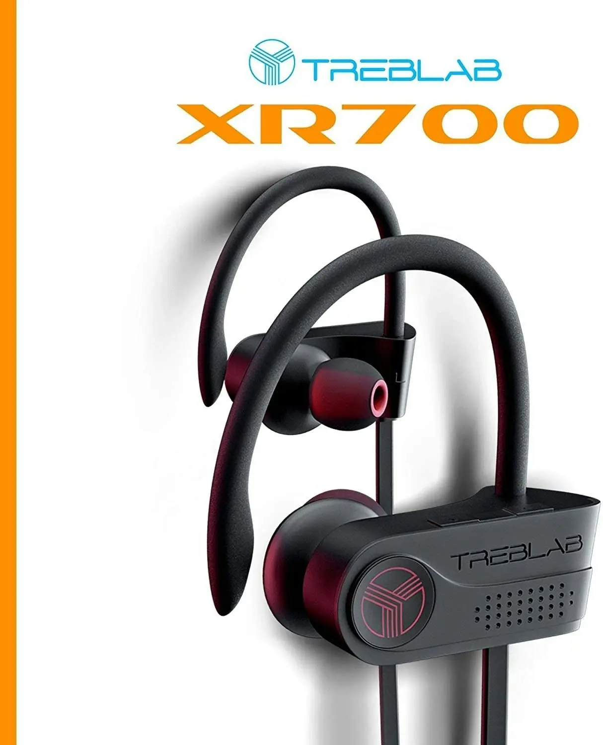 TREBLAB XR700 - Wireless Running Earbuds - Top Sports Headphones, Custom Adjustable Earhooks, Bluetooth 5.0 IPX7 Waterproof,Rugged Workout Earphones,