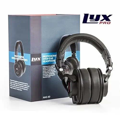 LyxPro HAS-30 Closed Back Over-Ear Professional Recording Headphones for Studio Monitoring, DJ and Home Entertainment,Black