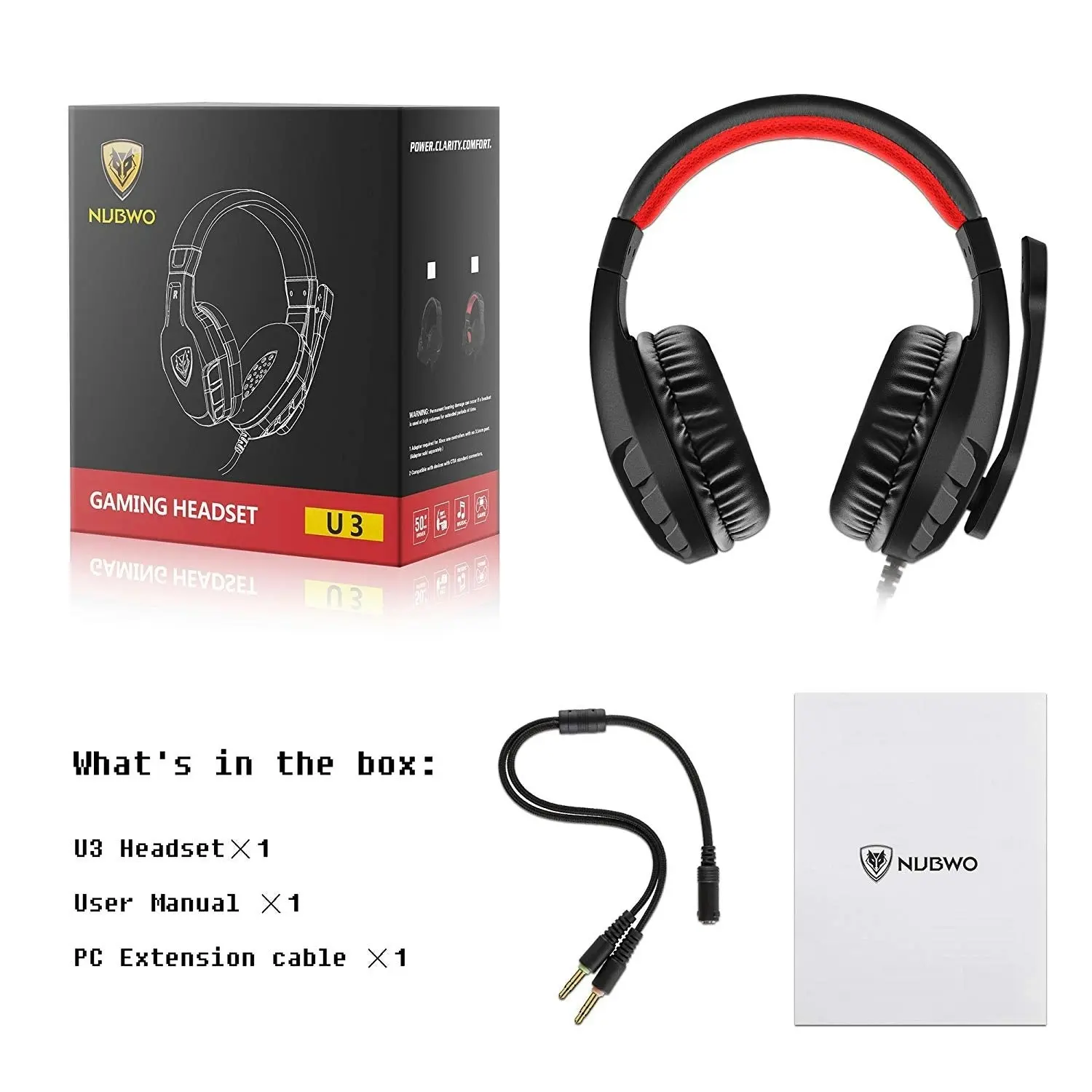 NUBWO U3 3.5mm Gaming Headset for PC, PS4, Laptop, Xbox One, Mac, iPad, Nintendo Switch Games, Computer Game Gamer Over Ear