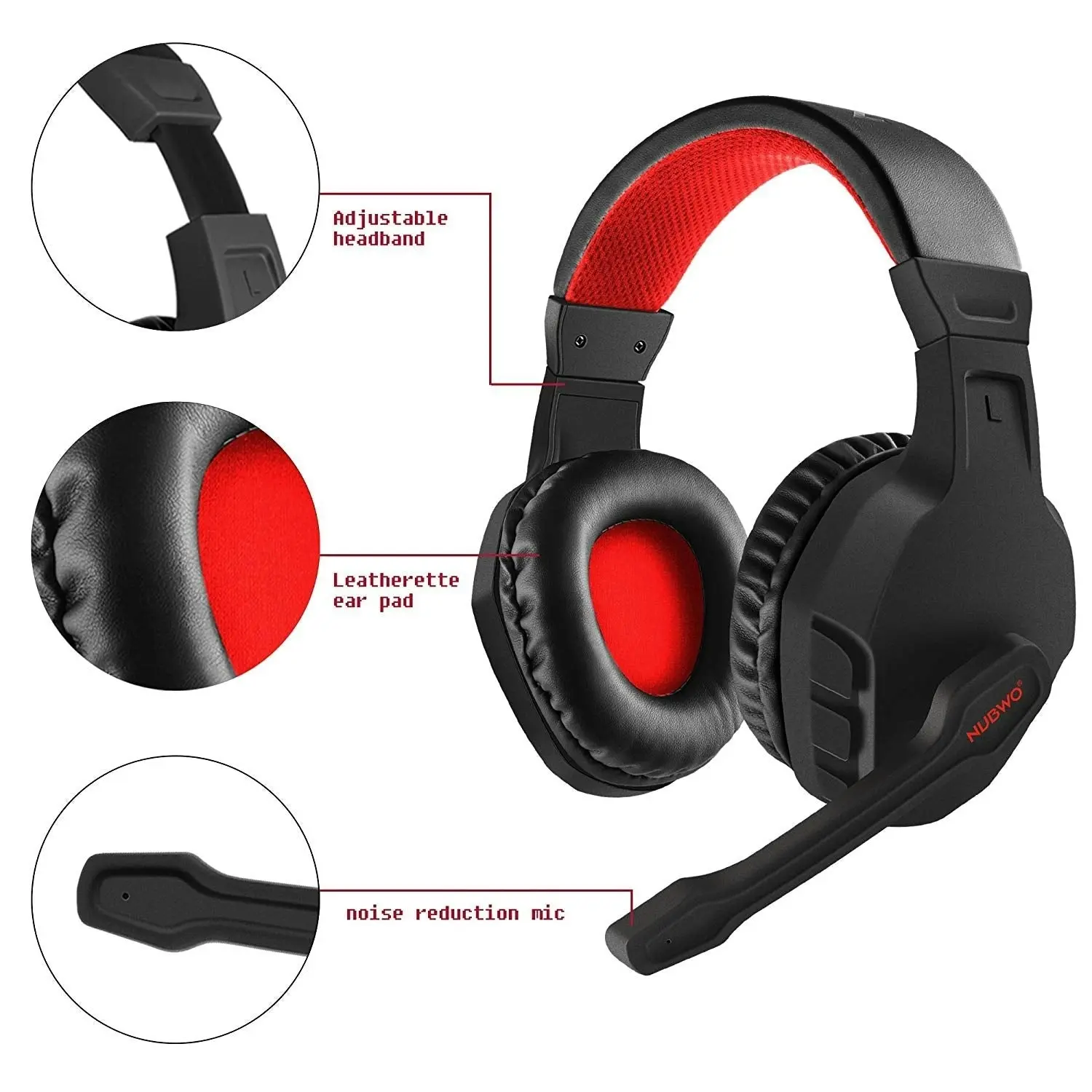 NUBWO U3 3.5mm Gaming Headset for PC, PS4, Laptop, Xbox One, Mac, iPad, Nintendo Switch Games, Computer Game Gamer Over Ear