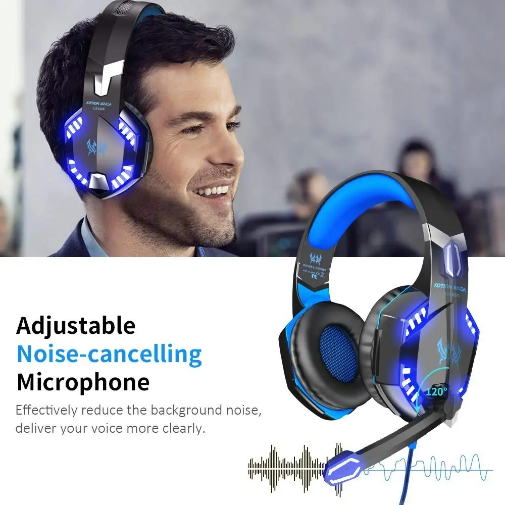 VersionTECH G2000 Stereo Gaming Headset for Xbox One PS4 PC Surround Sound Over-Ear Headphones with Noise Cancelling Mic LED Lights