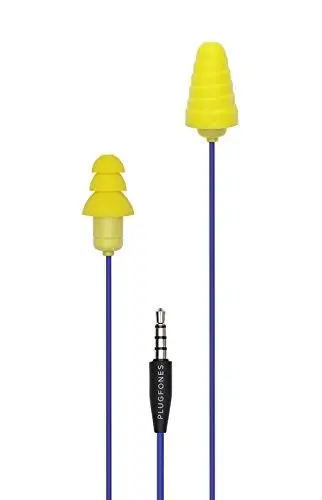 Plugfones Guardian Earplug/Earbud Hybrid - Blue Cable and Yellow Plugs