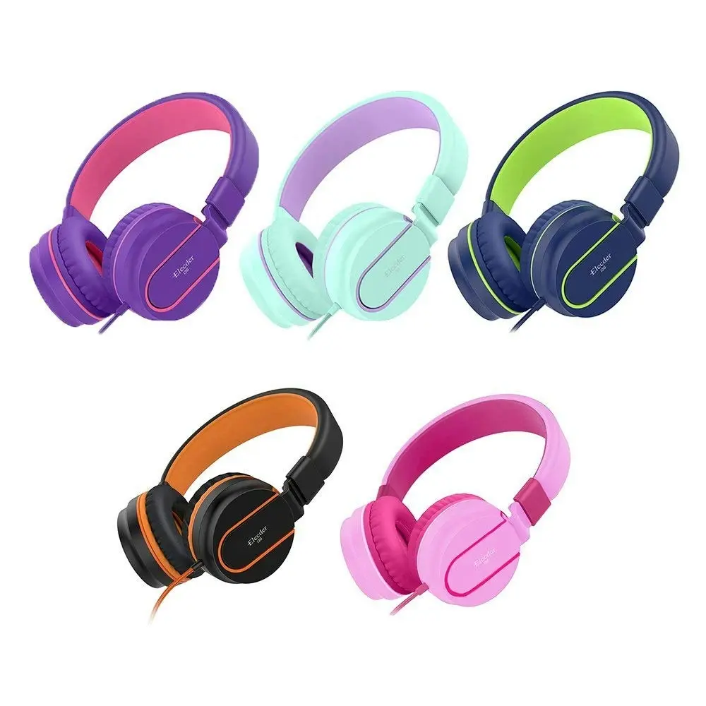 ELECDER Kids Headphones with Microphone for for Children Toddler Girls Boys Teens Adults Foldable Adjustable Over Ear Headsets for iPad Cellphones Com