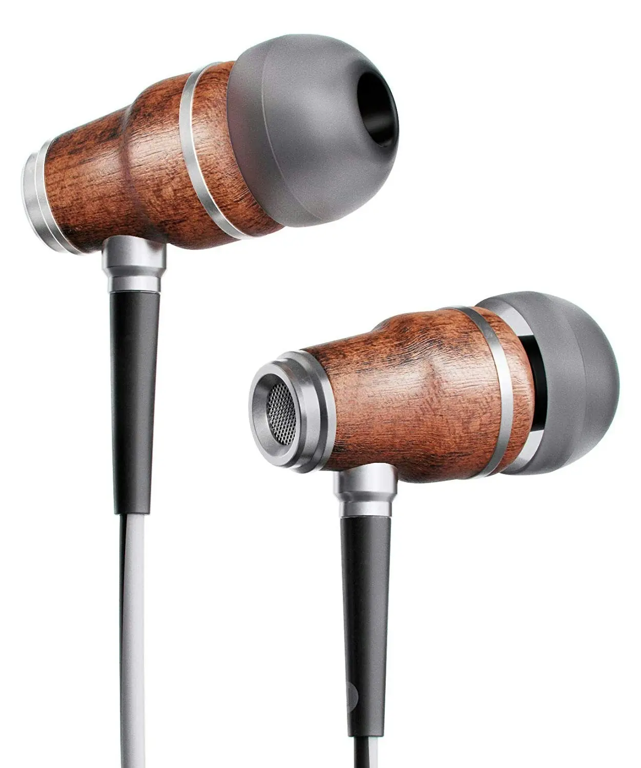 Symphonized NRG 3.0 Earbuds Headphones, Wood in-Ear Noise-isolating Earphones, Balanced Bass Driven Sound with Mic & Volume Control.