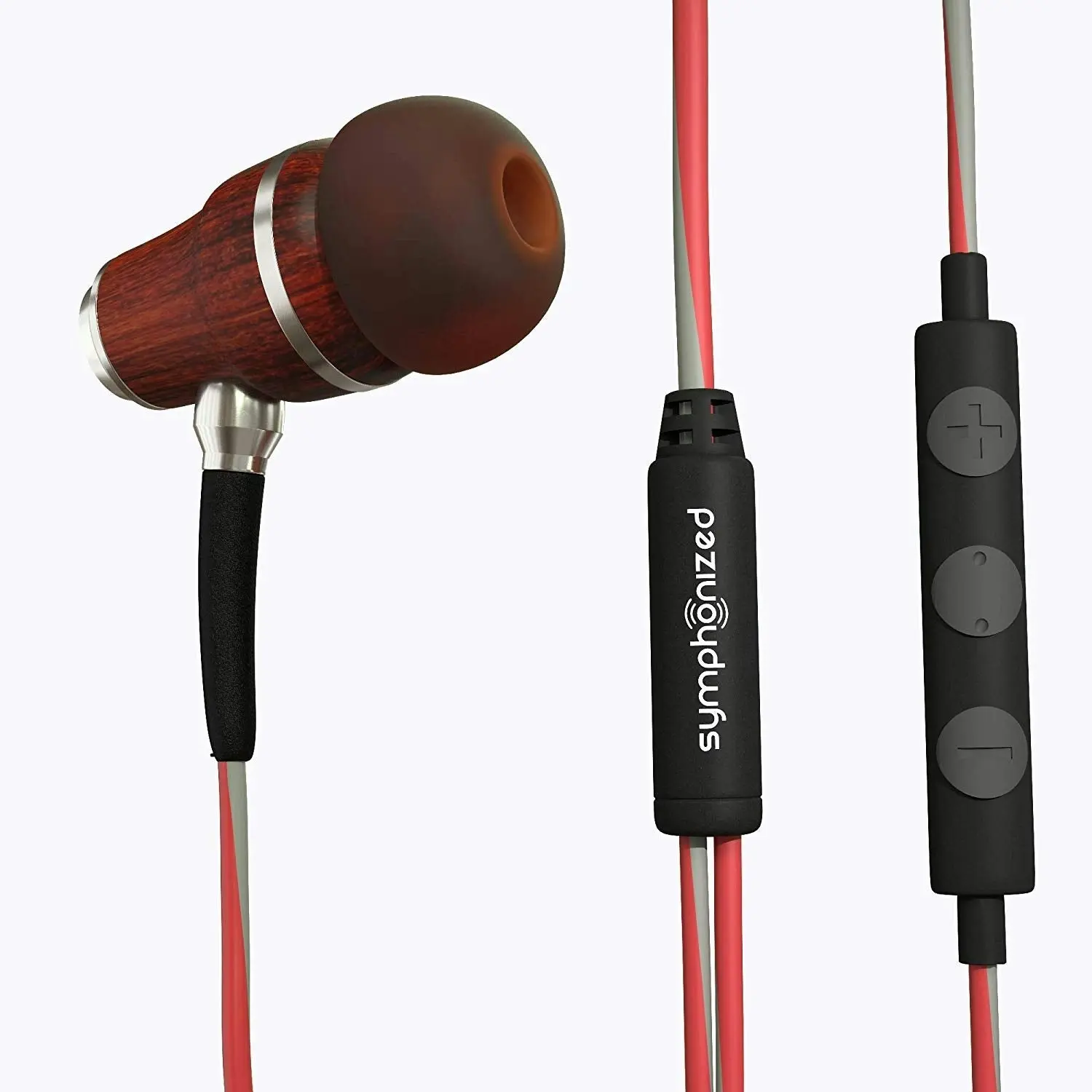 Symphonized NRG 3.0 Earbuds Headphones, Wood in-Ear Noise-isolating Earphones, Balanced Bass Driven Sound with Mic & Volume Control.