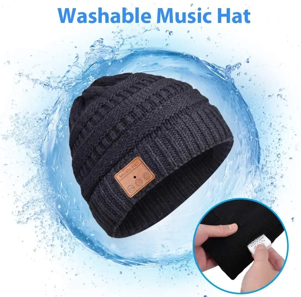 HighEver Bluetooth Beanie Hat for Women - Stocking Stuffer Gifts for Women Ponytail Cap, Upgraded Bluetooth 5.0 Winter Warm Hat Wireless Headphones wi