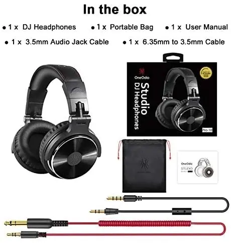 OneOdio PRO-10 Adapter-Free Closed Back Over Ear DJ Stereo Monitor Headphones, Professional Studio Monitor & Mixing, Telescopic Arms with Scale, Newes