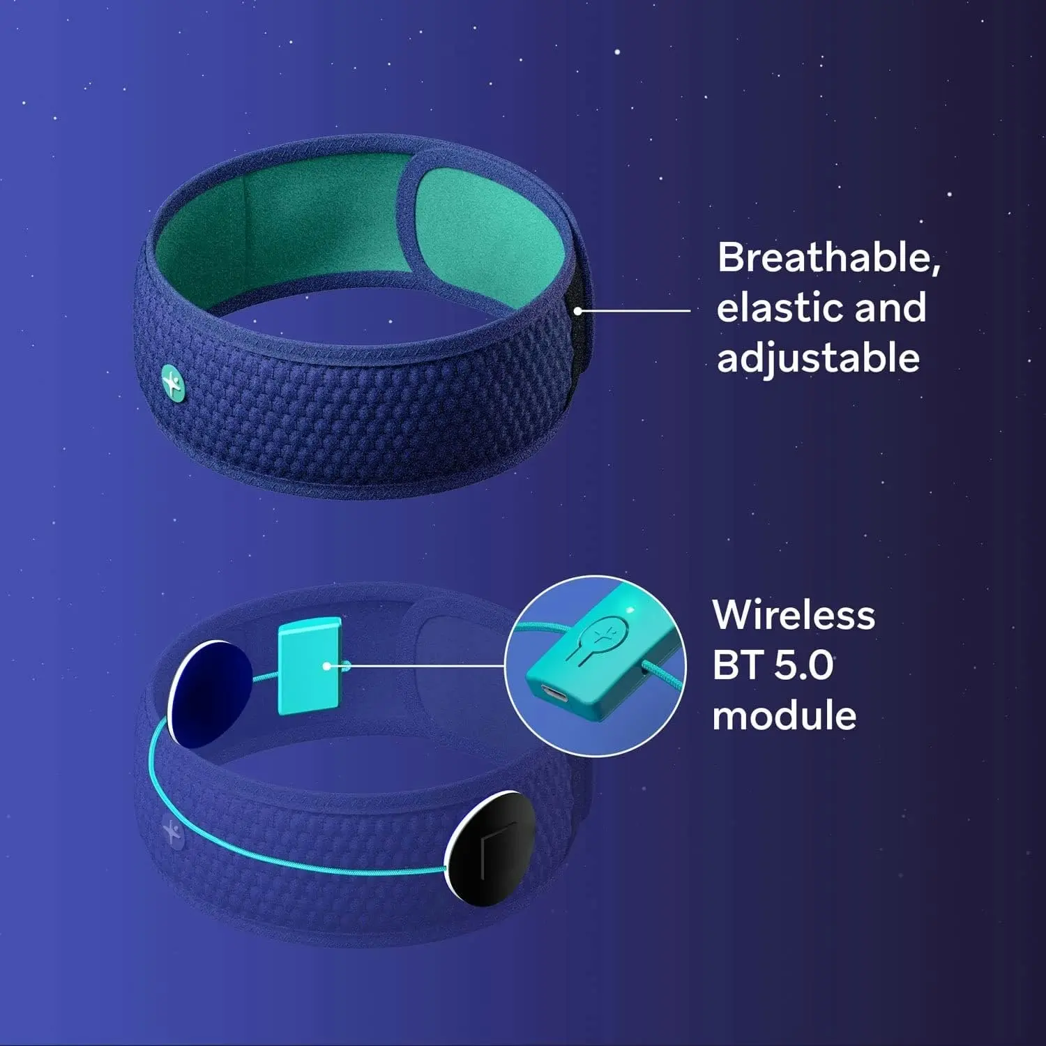 HoomBand Wireless | Bluetooth Innovative Headband for Sleep, Travel, Meditation | Charging Cable Included & Free Access to Hypnotic Stories Created by