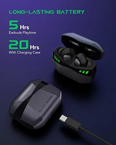 Black Shark Wireless Earbuds with 45ms Ultra-Low Latency, Gaming Bluetooth Earbuds with Premium Sound, Bluetooth 5.2, 10mm Drivers, 4 Hyperclear Mics,