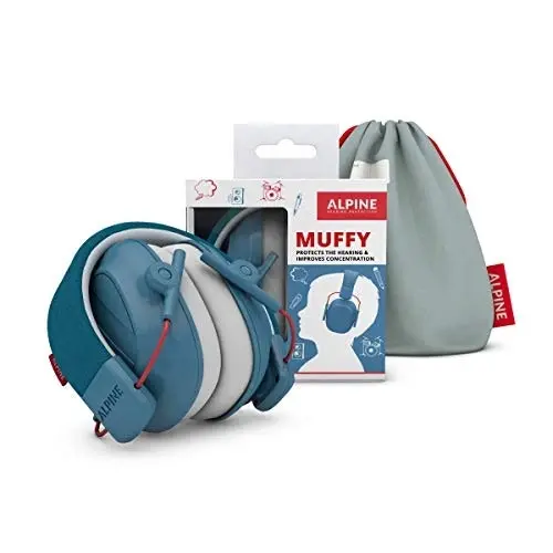 Alpine Muffy Noise Cancelling Headphones for Kids - 25dB Noise Reduction - Earmuffs for Autism - Sensory & Concentration Aid - Blue