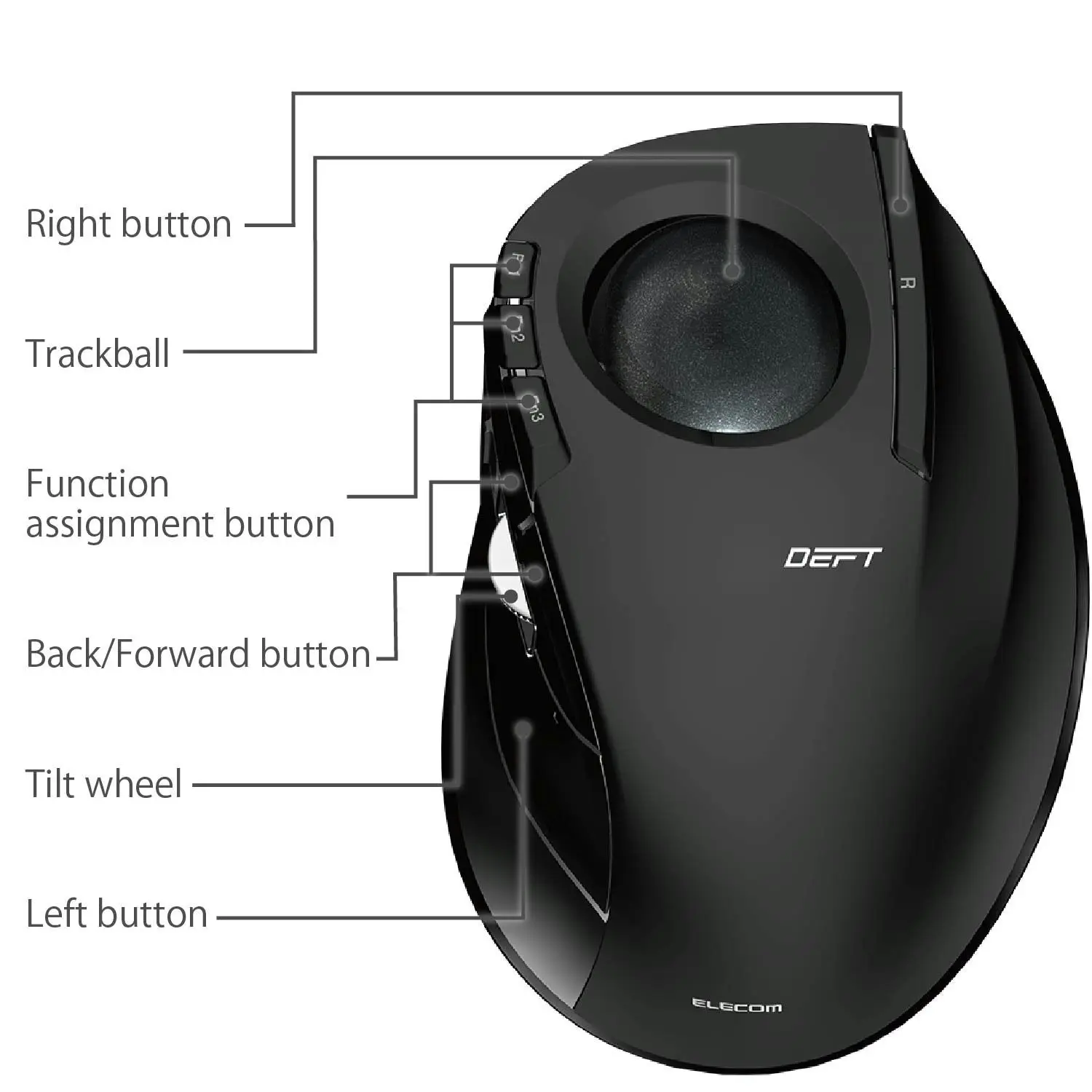 ELECOM M-DT2DRBK Wireless index finger Trackball mouse , EX-G series L size 2.4GHz 8 buttons