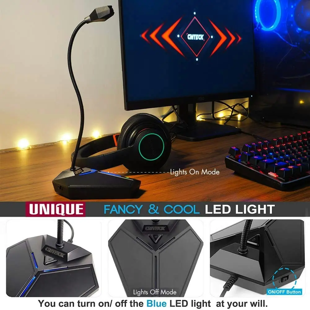 USB Computer Microphone, Plug &Play Desktop Omnidirectional Condenser PC Laptop Mic,Mute Button with LED indicator, compatible with Windows/Mac, ideal