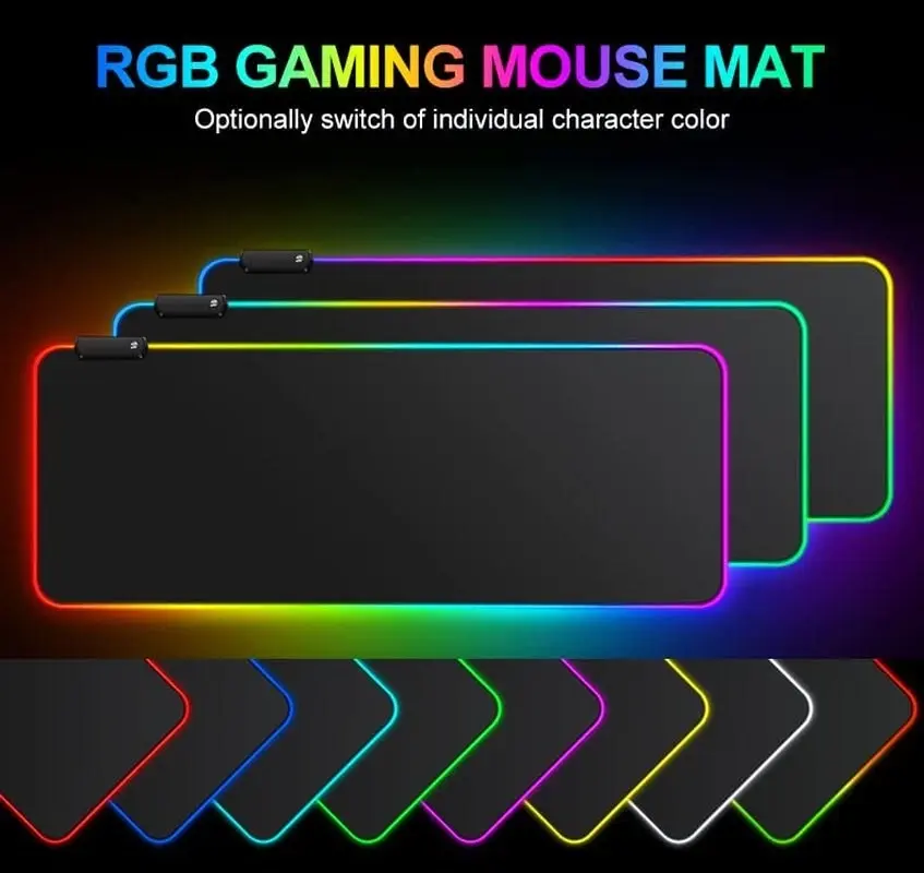 Large RGB Gaming Mouse Pad -15 Light Modes Touch Control Extended Soft Computer Keyboard Mat Non-Slip Rubber Base for Gamer Esports Pros 31.5X11.8