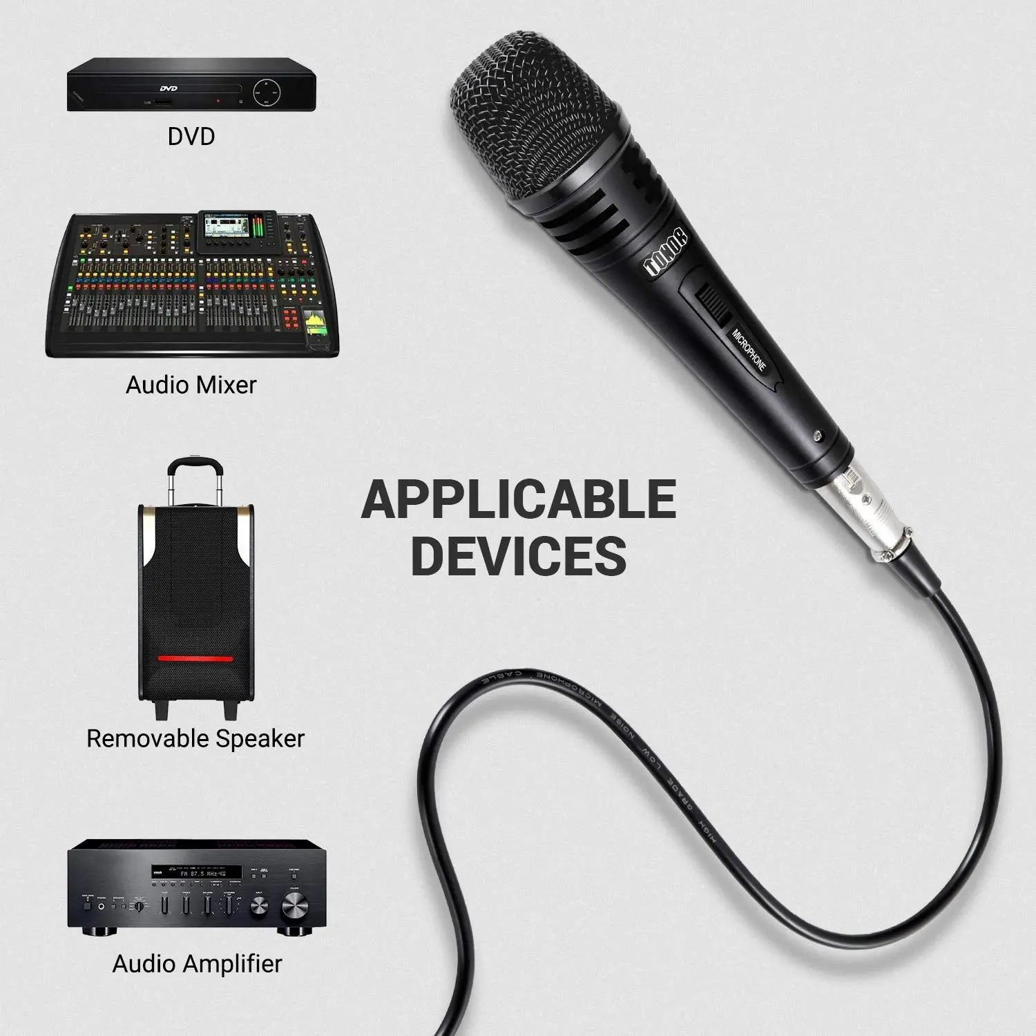 TONOR Dynamic Karaoke Microphone for Singing with 4.5m XLR Cable, Metal Handheld Mic Compatible with Karaoke Machine/Speaker/Amp/Mixer for Karaoke Sin