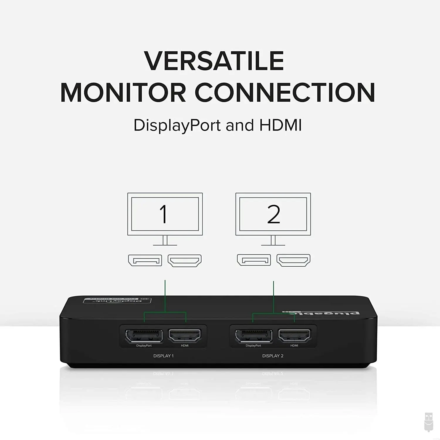 Plugable 4K Displayport and HDMI Dual Monitor Adapter for USB 3.0 and USB-C, Compatible with Windows and Mac