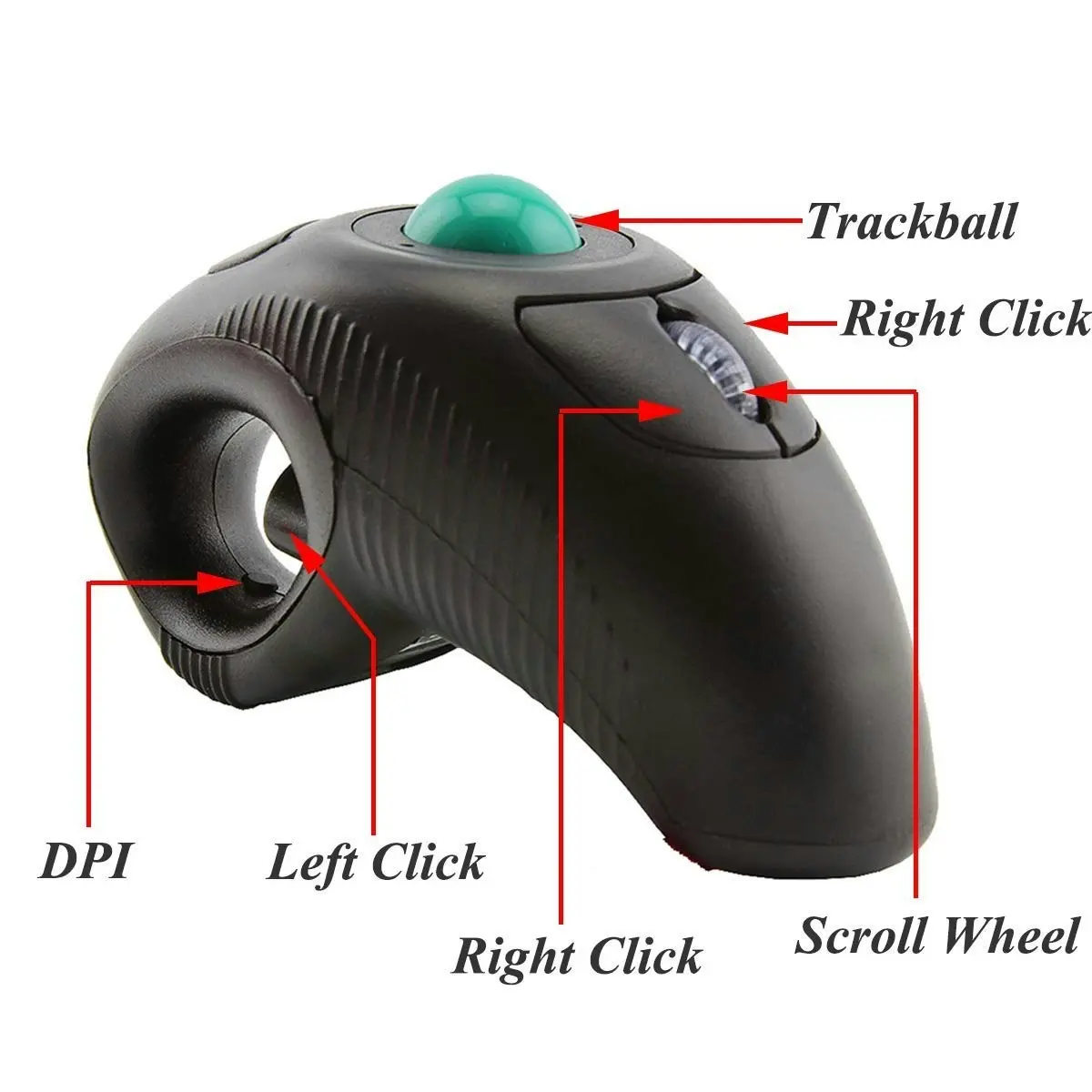 EIGIIS 2.4G Ergonomic Trackball Handheld Finger USB Mouse Wireless Optical Travel DPI Mice For PC Laptop Mac Left And Right Handed