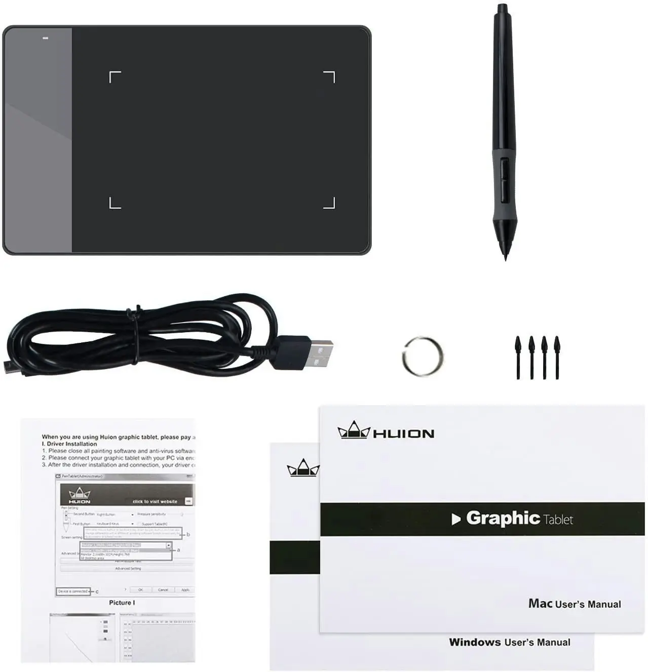 Huion 420 OSU Tablet Graphics Drawing Pen Tablet with Digital Stylus - 4 x 2.23 Inches