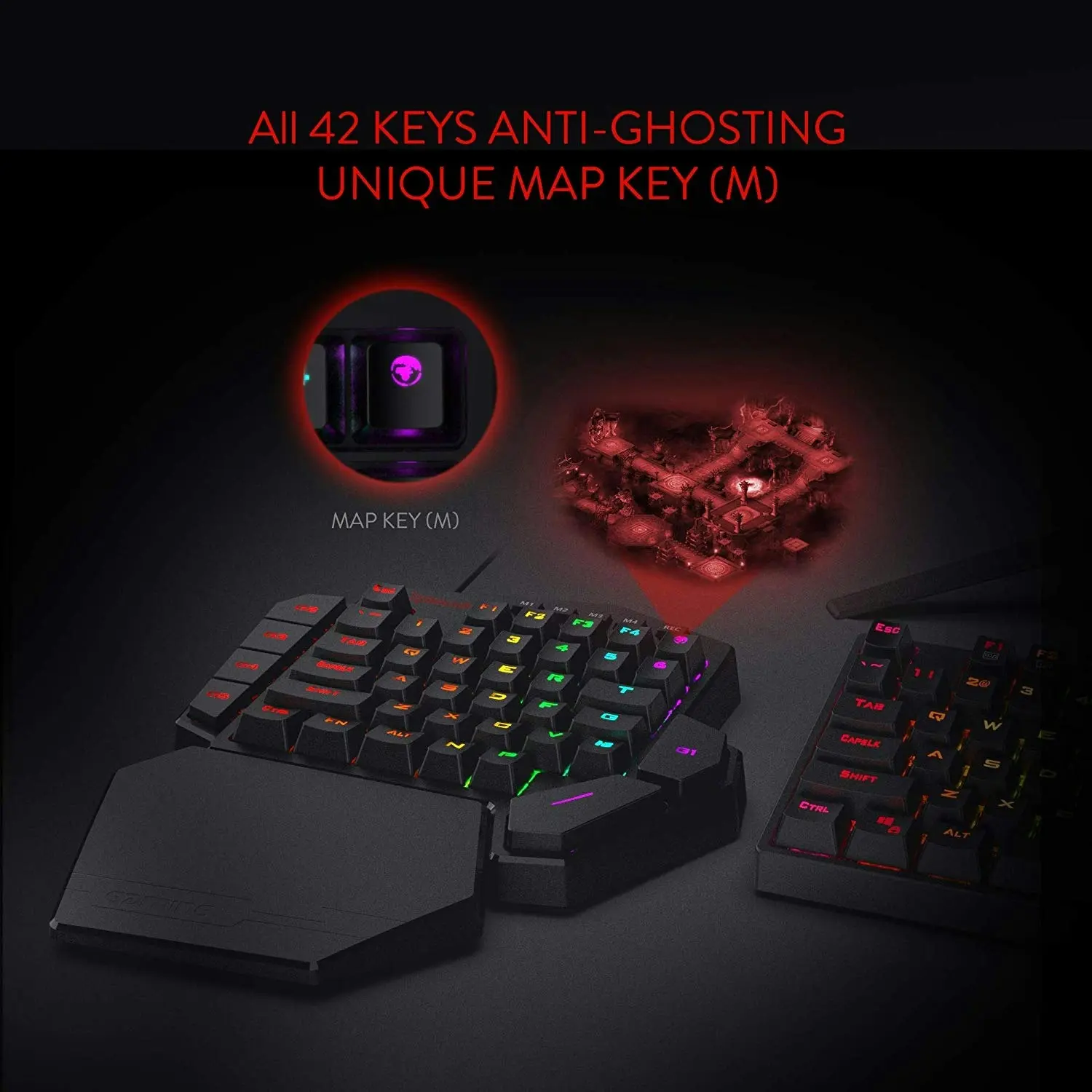 Redragon K585 DITI One-Handed RGB Mechanical Gaming Keyboard, Blue Switches, Professional Gaming Keypad with 7 Onboard Macro Keys, Detachable Wrist Re