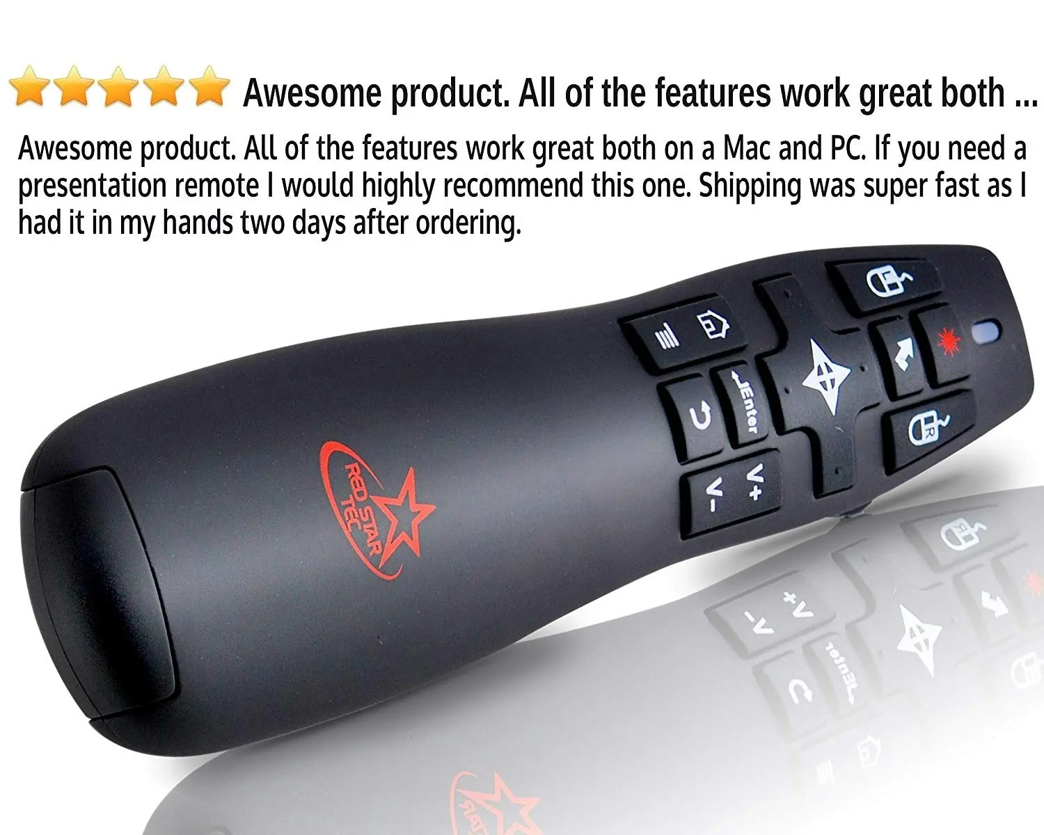 Red Star Tec Wireless Powerpoint Presentation Remote Clicker and Keynote Presenter with Wireless Mouse (PR-820)