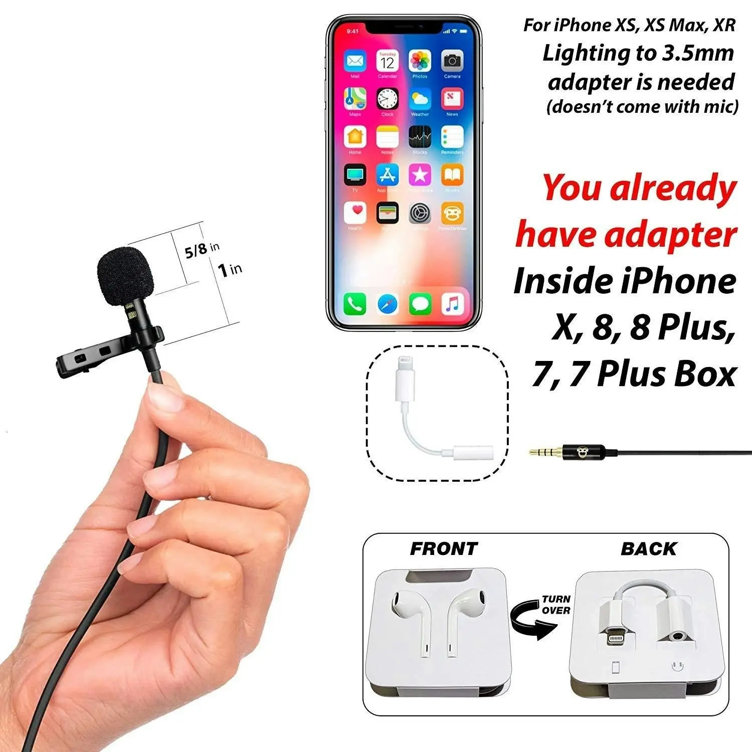 PowerDeWise Professional Grade Lavalier Lapel Microphone ­ Omnidirectional Mic with Easy Clip On System ­ Perfect for Recording Youtube / Interview /