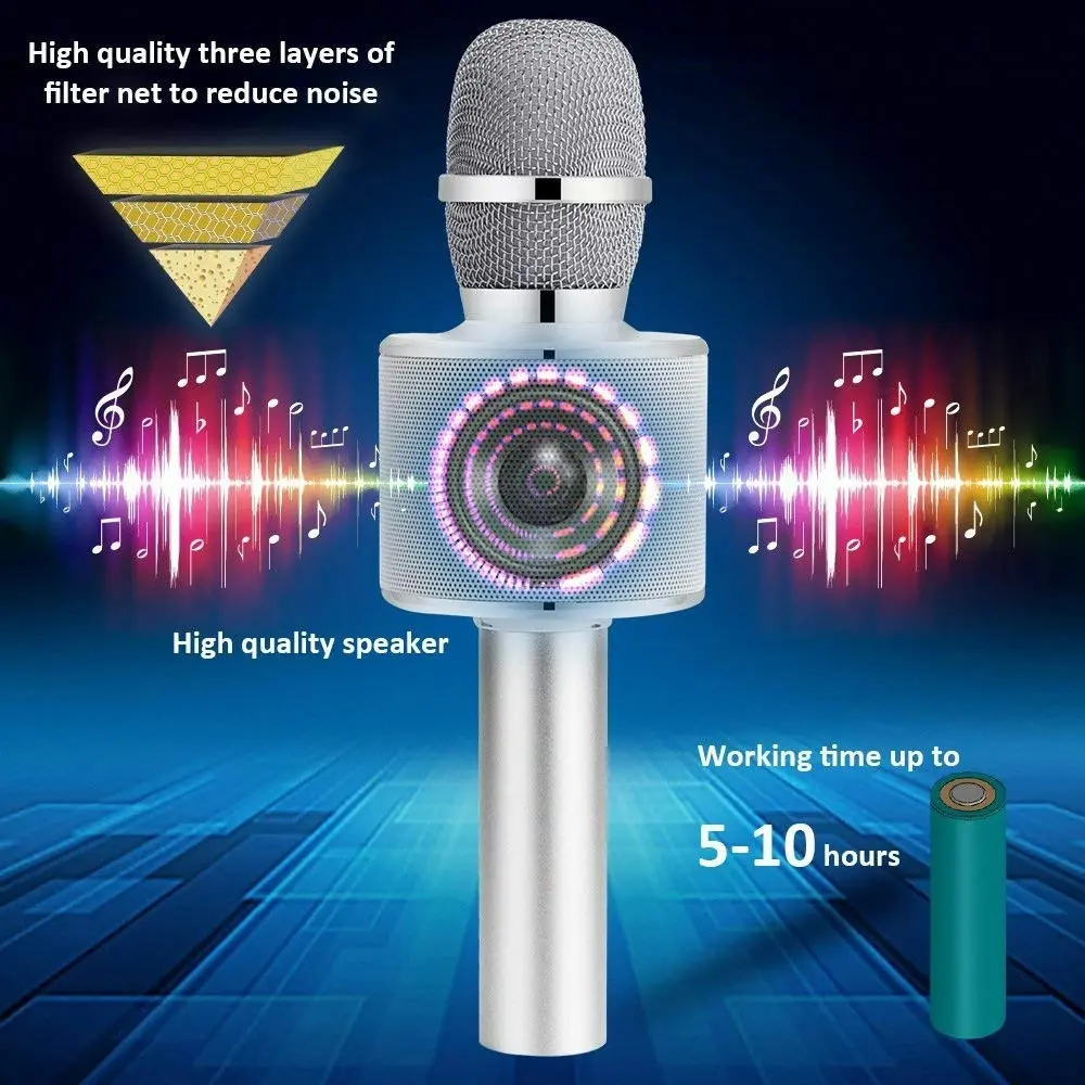 BONAOK Wireless Bluetooth Karaoke Microphone,3-in-1 Portable Handheld karaoke Mic Mother's Day Gift Home Party Birthday Speaker Machine for iPhone/And