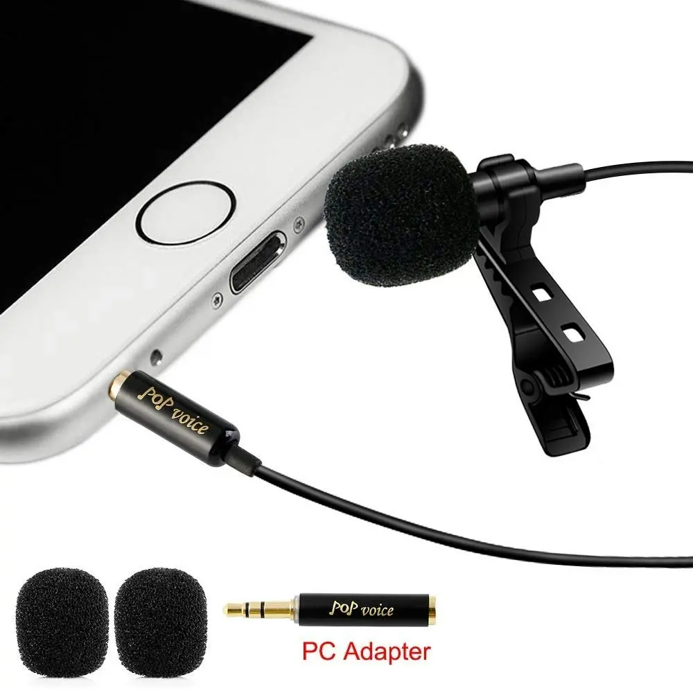 PoP Voice Professional #1 Best Lavalier Lapel Microphone Omnidirectional Condenser Mic for Apple IPhone Android & Windows Smartphones,Youtube,Intervie