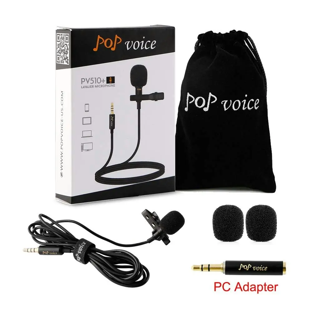 PoP Voice Professional #1 Best Lavalier Lapel Microphone Omnidirectional Condenser Mic for Apple IPhone Android & Windows Smartphones,Youtube,Intervie