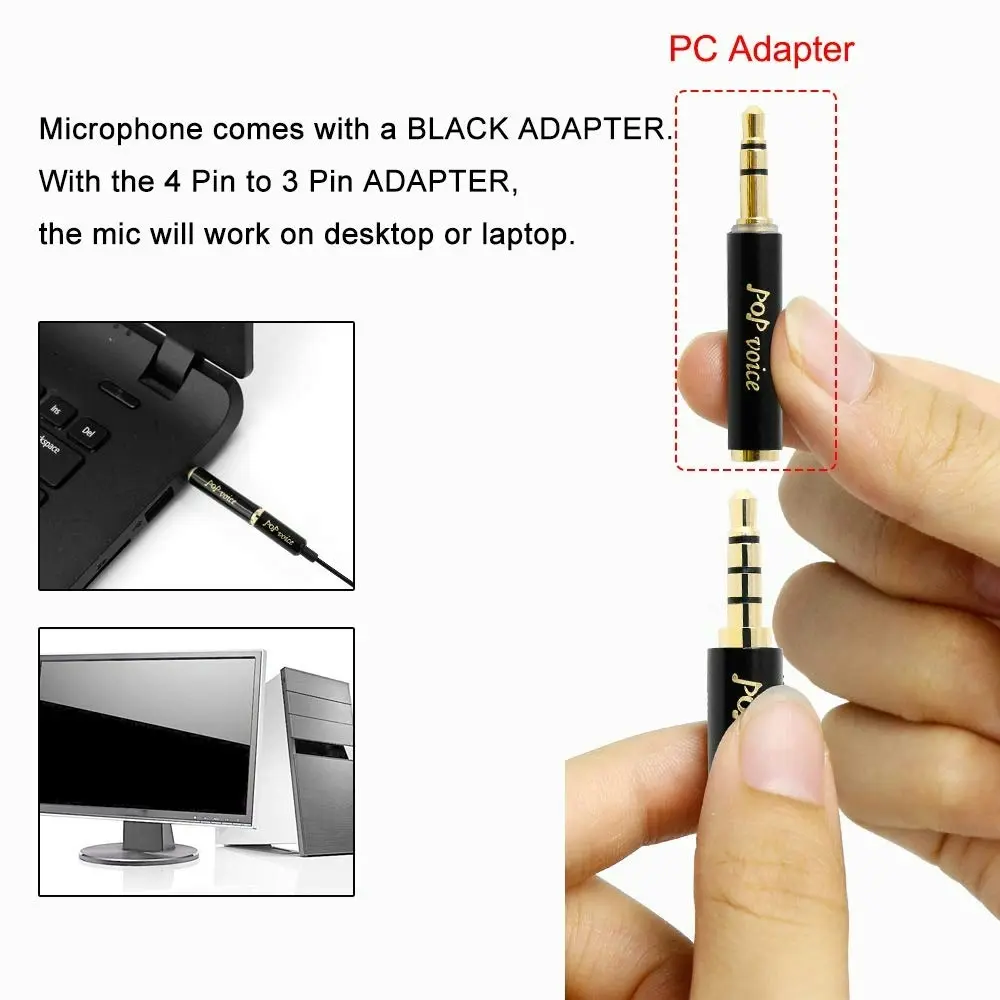 PoP Voice Professional #1 Best Lavalier Lapel Microphone Omnidirectional Condenser Mic for Apple IPhone Android & Windows Smartphones,Youtube,Intervie