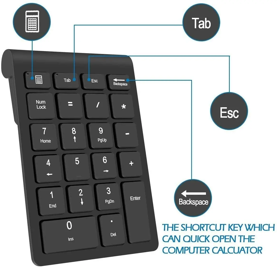 Foloda Wireless Number Pads, Numeric Keypad Numpad 22 Keys Portable 2.4 GHz Financial Accounting Number Keyboard Extensions 10 Key for Laptop, PC, Des