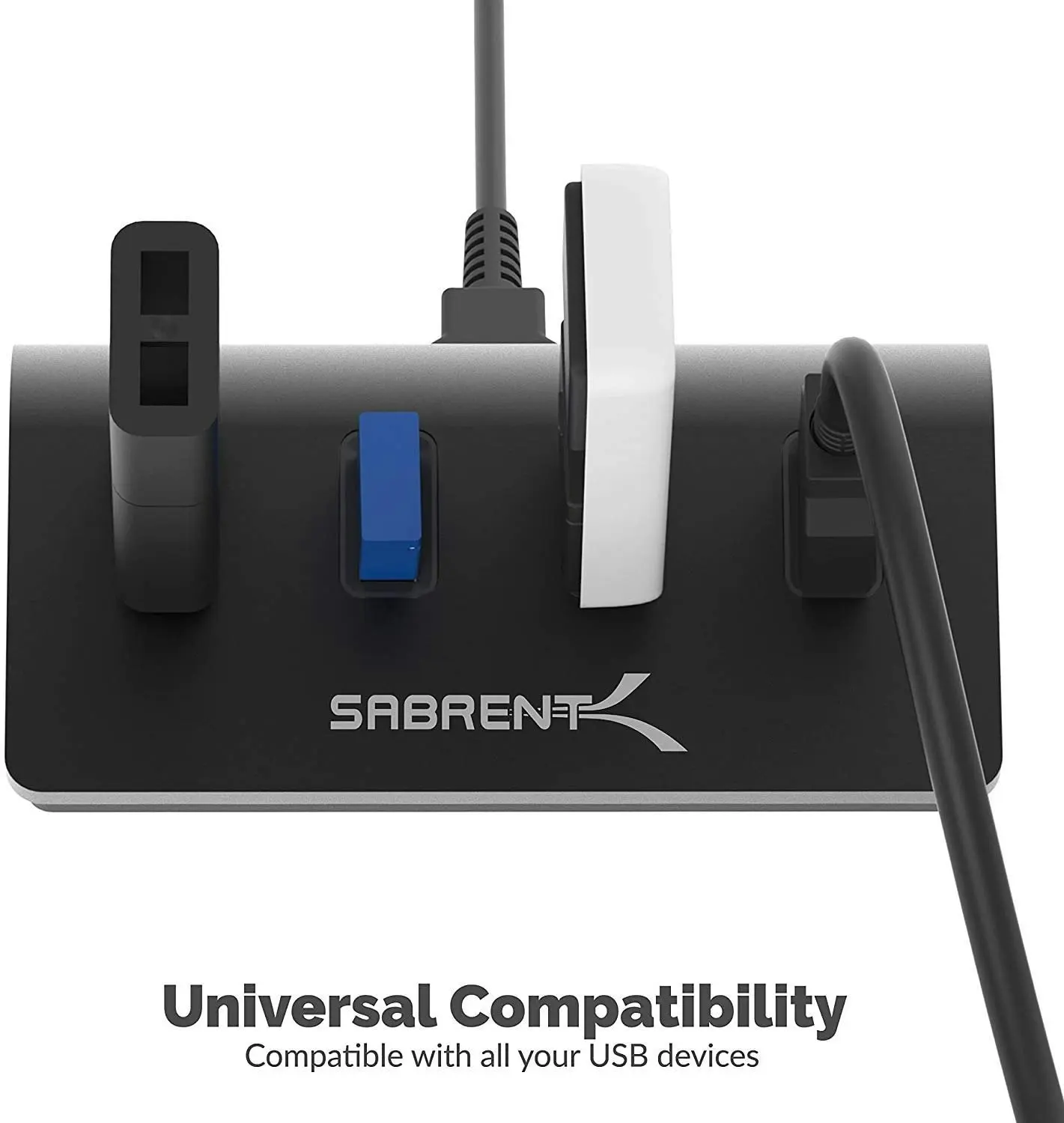 Sabrent Premium 4 Port Black Aluminum USB 3.0 Hub (30" Cable) for iMac, MacBook, MacBook Pro, MacBook Air, Mac Mini, or Any PC [Black] (HB-MC3B)