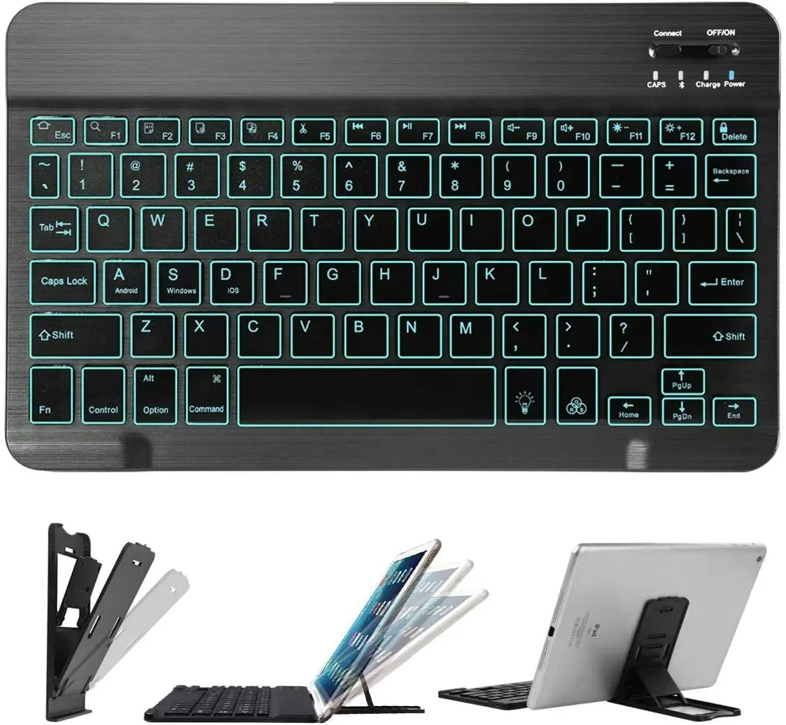 Portable Ultra-Slim 7 Colors Backlit Wireless Bluetooth Keyboard Compatible with Samsung Galaxy Tab A 10.1/9.7/10.5,Galaxy Tab E 9.6/8.0, Tab S, Galax