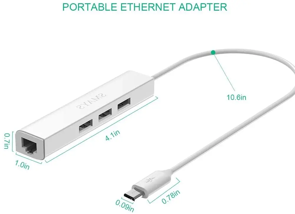 Ethernet Adapter for TV Stick 4K Cube, Google Chromecast and Micro USB OTG Cable HUB with Power