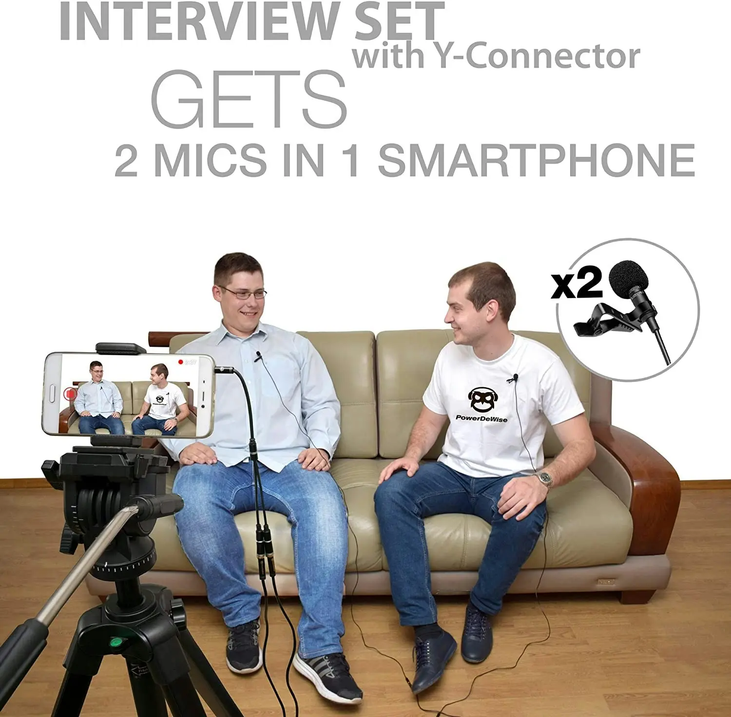 2 Lavalier Lapel Microphones Set for Dual Interview - Dual Lavalier Microphone - Lavalier Microphone Set - Perfect as Blogging Vlogging Interview Micr