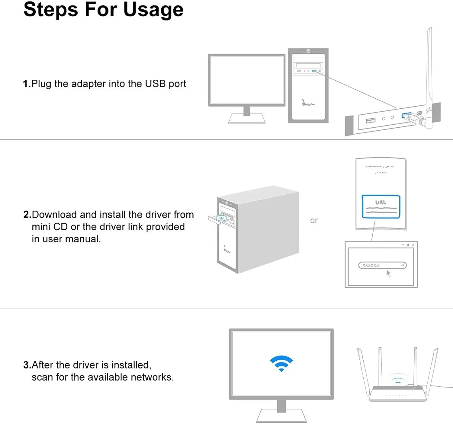 Techkey USB WiFi Adapter 1200Mbps USB 3.0 WiFi Dongle 802.11 ac Wireless Network Adapter with Dual Band 2.42GHz/300Mbps 5.8GHz/866Mbps 5dBi High Gain