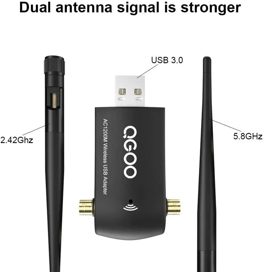 1200Mbps Wireless USB Wifi Adapter, ZTESY Wifi Adapter,AC1200 Dual Band 802.11 ac/a/b/g/n，2.4GHz/300Mbps 5GHz/867Mbps High Gain Dual 2 X 5dBi Antennas