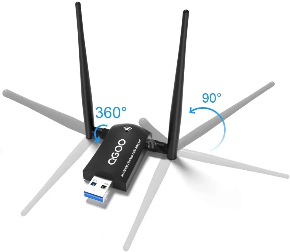 1200Mbps Wireless USB Wifi Adapter, ZTESY Wifi Adapter,AC1200 Dual Band 802.11 ac/a/b/g/n，2.4GHz/300Mbps 5GHz/867Mbps High Gain Dual 2 X 5dBi Antennas