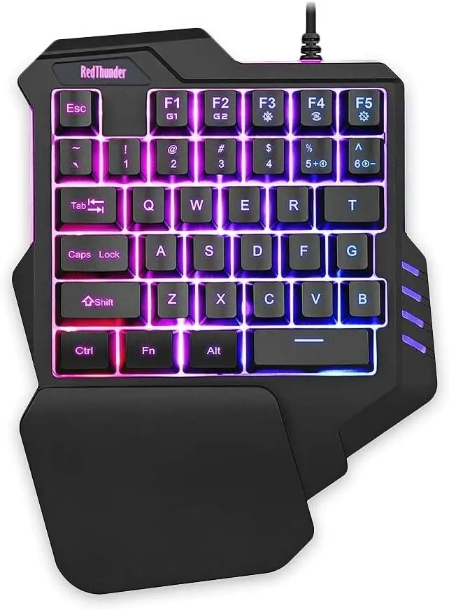 RedThunder One Handed Gaming Keyboard RGB Backlit 35 Keys Portable Mini Gaming Keypad Ergonomic Game Controller for PC Gamer